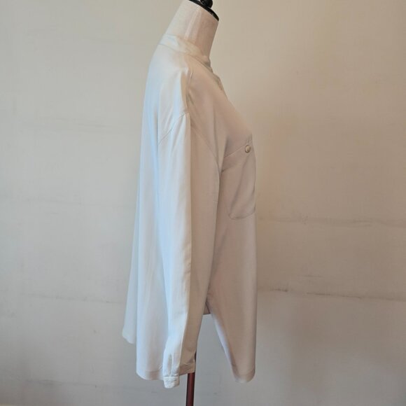 Jacqueline Ferrar - Vintage 100% Silk Mandarin Collar Blouse in a Cream White - Picture 4 of 11